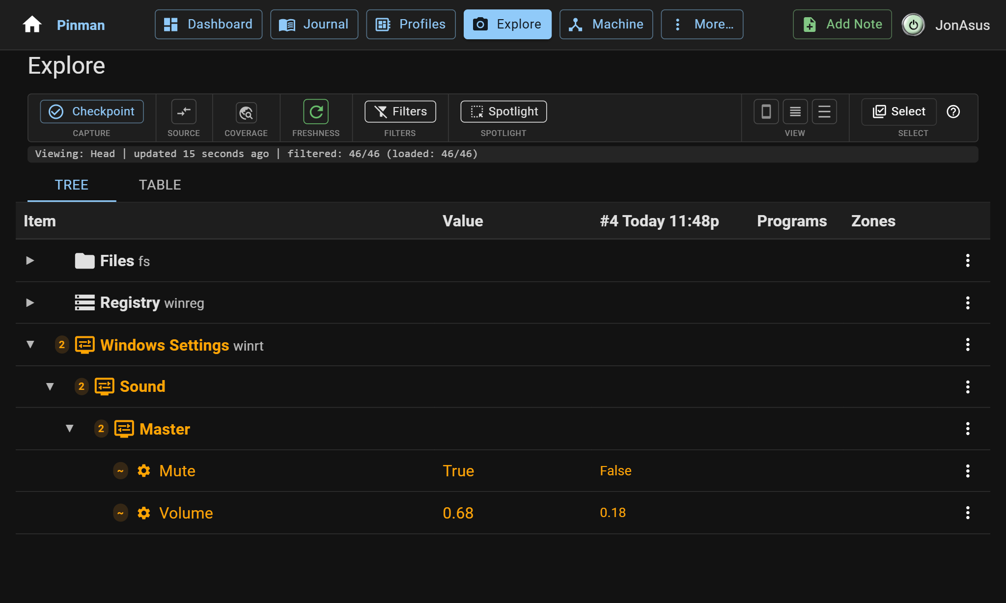 Windows master audio runtime settings